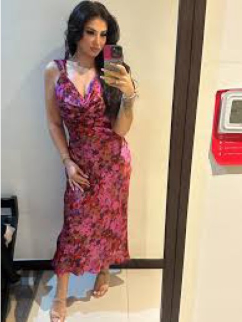 Zara NWT Floral Print Cowl Neck Brooch Open Lace Toe Up Back Midi Maxi (Small) - Picture 4 of 16
